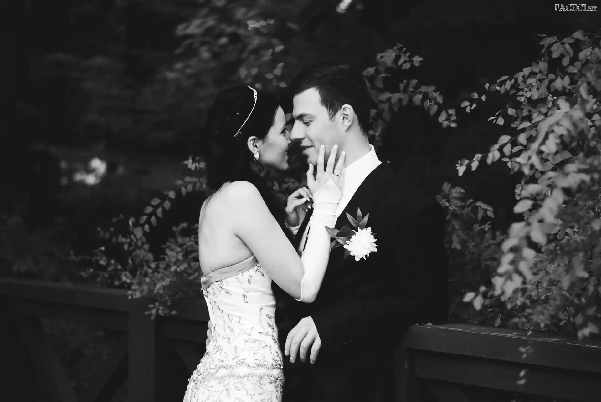 Mężczyzna, Ślubne, Kobieta, Pocałunek