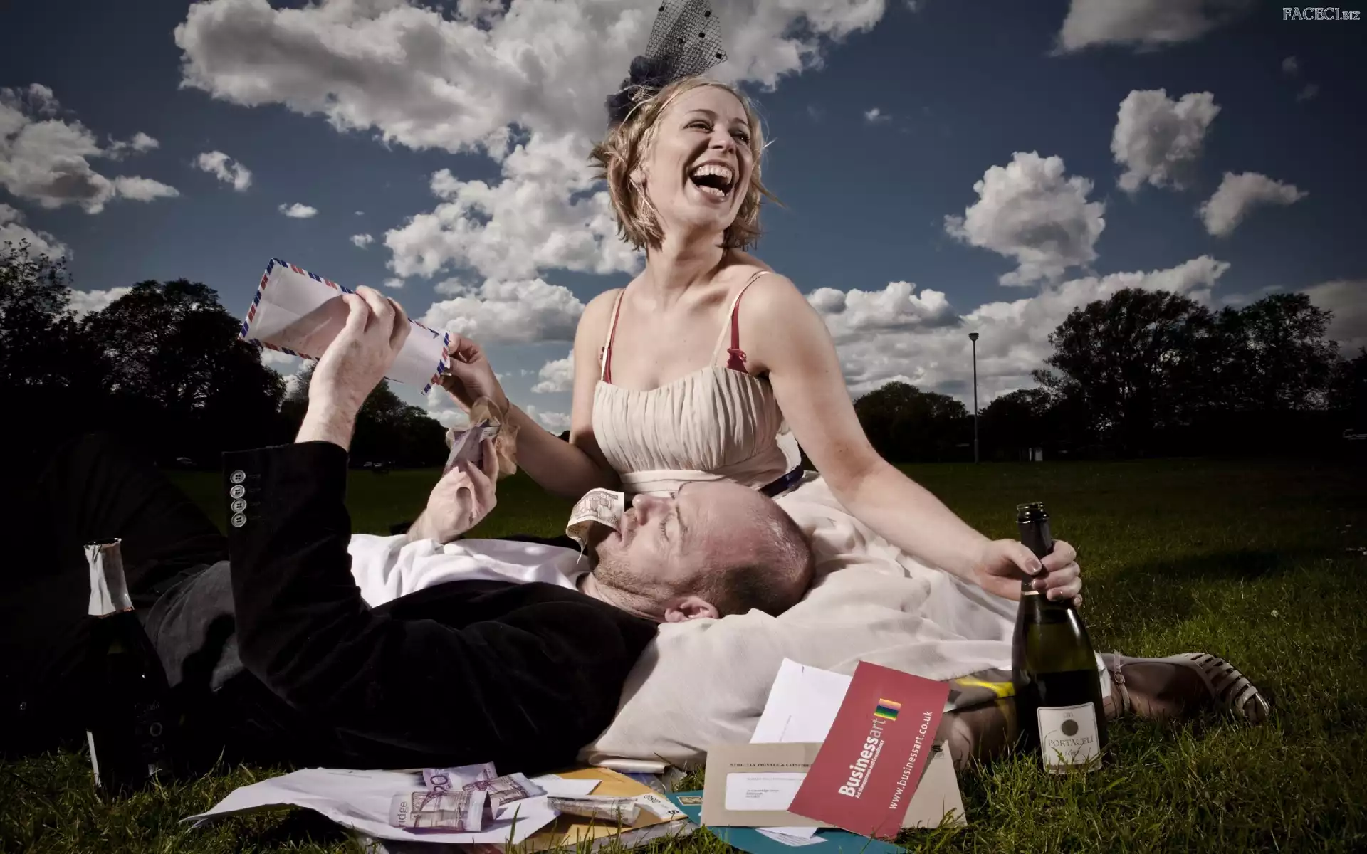 Mężczyzna, Majówka, Kobieta, Wino