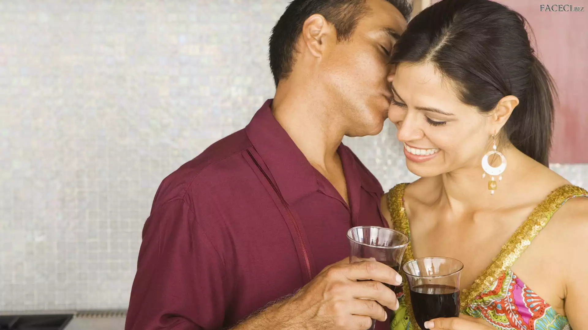 Romantycznie, Szkło, Para, Wino