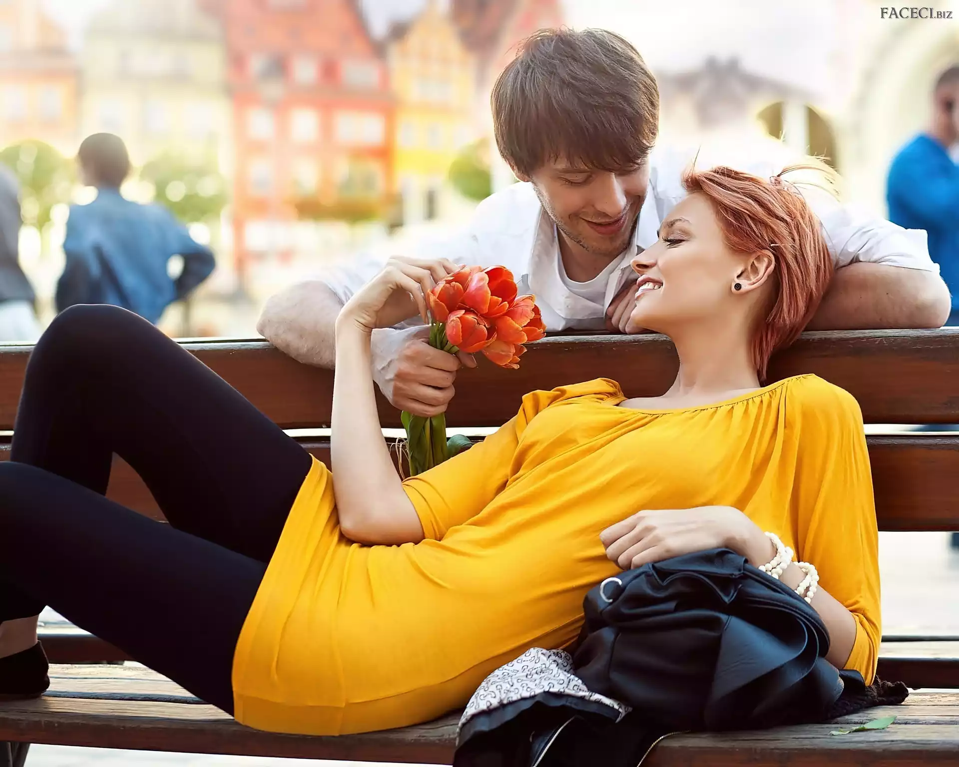 Rozmycie, Para, Ławeczka, Rynek, Szczęśliwa